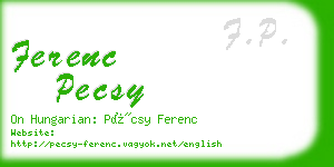 ferenc pecsy business card